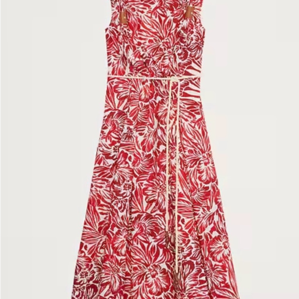 Banana Republic Red Floral Midi Dress